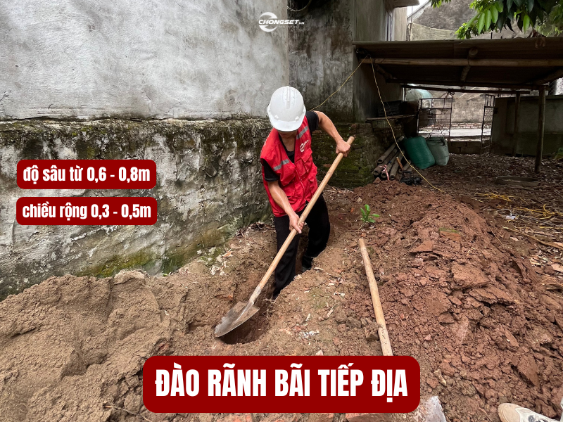 Đào rãnh bãi tiếp địa