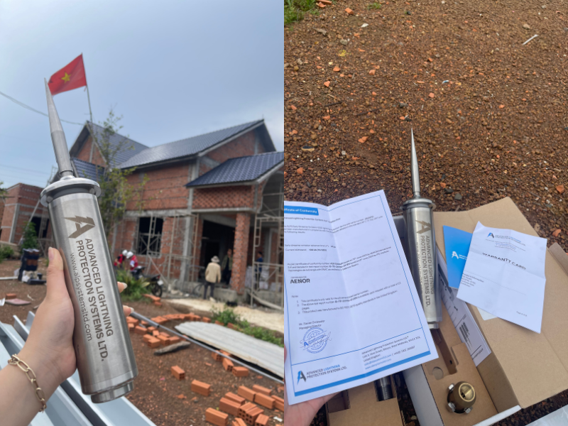 Lắp kim thu sét ALPS bán kính bảo vệ 107m