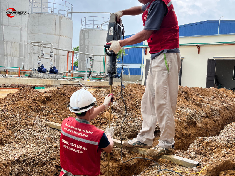 Thi công bãi tiếp địa cho nhà máy