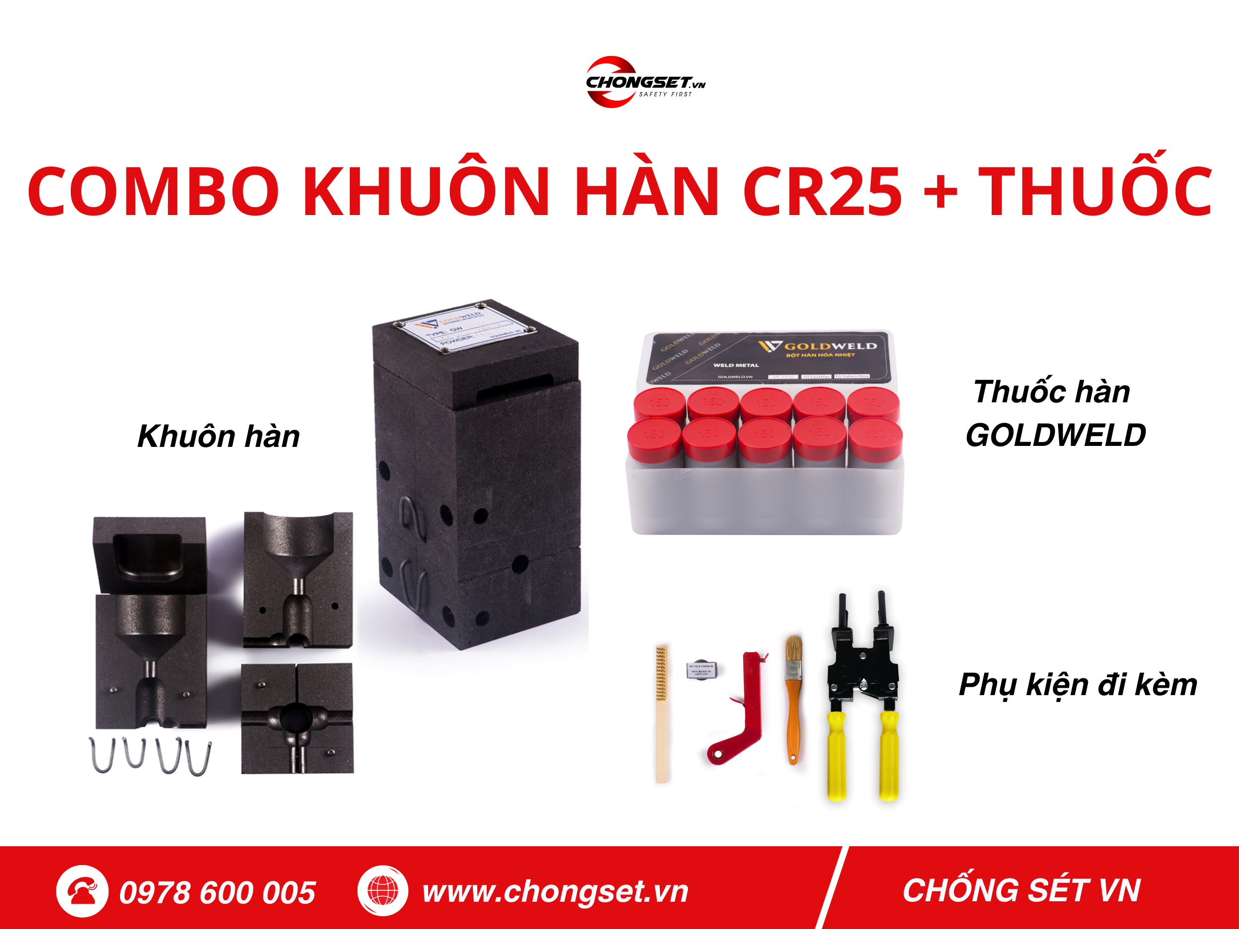 Combo khuôn hàng hóa nhiệt CR25 và thuốc GOLDWELD